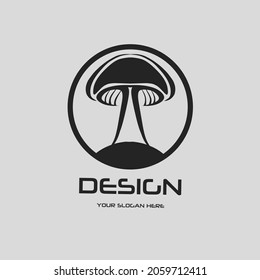 Mushroom Logo Vector Fungi Simple Black Agriculture Organic Food Design Template