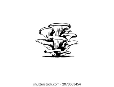 Mushroom Logo Vector Fungi Simple Modern Isolated Black Agriculture Organic Food Design Template