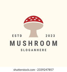 Mushroom logo vector icon illustration hipster vintage retro