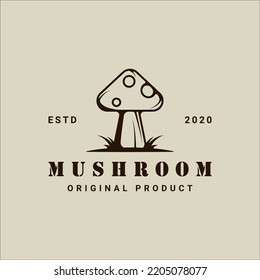 mushroom logo vector vintage illustration template icon graphic design. organic food sign or symbol for farm product with retro style