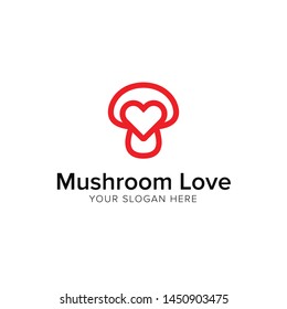 Mushroom Love Icon Logo Design