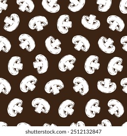 Mushroom Magic Gathering Woodland Whimsy Pattern. Perfect for culinary or nature-themed projects, this pattern offers a versatile backdrop for fabric, wrapping paper, or home decor.