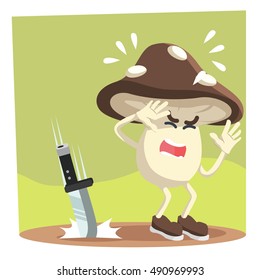 mushroom man afraid of knife