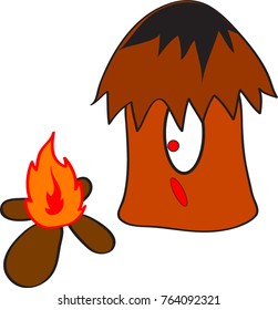 Mushroom man rock and fire