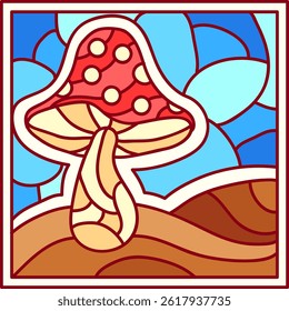 Mushroom Mandala Stained Glass for Window and Decoration