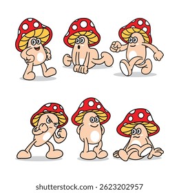 Mushroom mascot design. Cute mushroom vector pack.