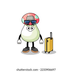 mushroom mascot doing vacation , character design