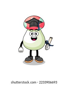 mushroom mascot with graduation pose , character design