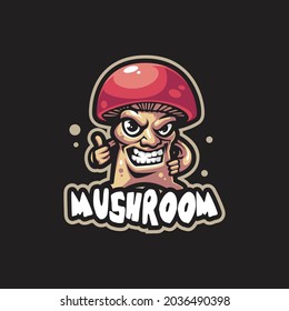 Vector de diseño de logo de mascota de hongos con el concepto de ilustración moderna para impresión de insignias, emblemas y camisetas. Ilustración inteligente de hongos.