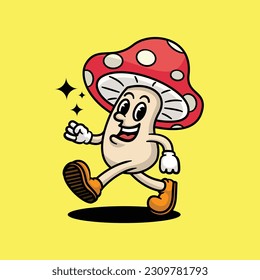 mushroom mascot retro cartoon character