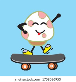 mascota de hongos en el vector del patinaje