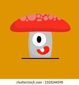 mushroom monster with happy expression