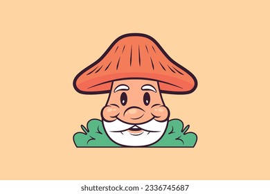 Mushroom Mr. Mushroom vector logo. Mushroom combined in the face of an old man with a mustache