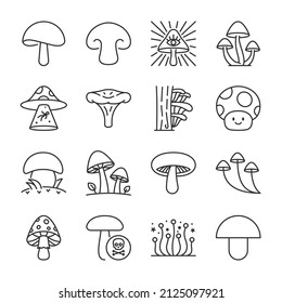 mushroom, mushrooms icons set. Line with editable stroke