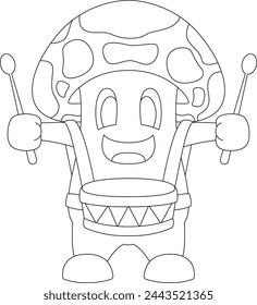 Mushroom Musician Drum Music Vector Graphic Art Illustration