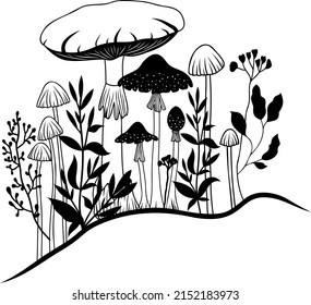 Mushroom. Mystical mushroom. Logo. Vector illustration.