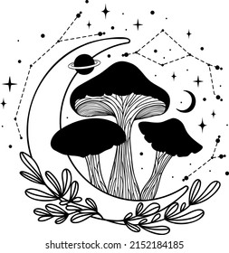 Mushroom. Mystical mushroom. Logo. Vector illustration.