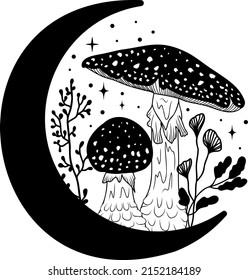 Mushroom. Mystical mushroom. Logo. Vector illustration.