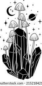 Mushroom. Mystical mushroom. Logo. Vector illustration.