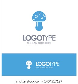 Mushroom, Nature, Poison, Spring Blue Solid Logo with place for tagline