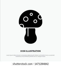 Mushroom, Nature, Poison, Spring solid Glyph Icon vector. Vector Icon Template background