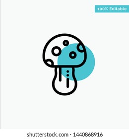 Mushroom, Nature, Poison, Spring turquoise highlight circle point Vector icon