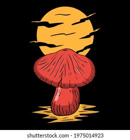 Mushroom night moon illustration shirt design