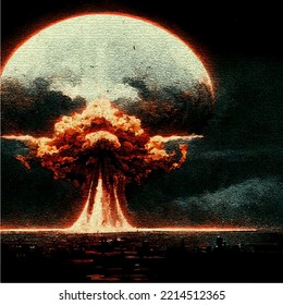 Setas de una explosión de bomba nuclear. Guerra nuclear en el mundo. Fin del mundo. Armagedón.