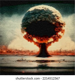 Setas de una explosión de bomba nuclear. Guerra nuclear en el mundo. Fin del mundo. Armagedón.
