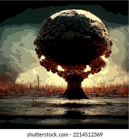 Mushroom from a nuclear bomb explosion. Nuclear war in the world. End of the world. Armageddon.