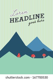 mushroom on mountain template vector/illustration / background/ greeting card