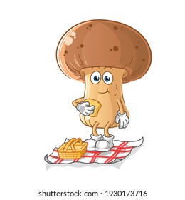 mushroom on a picnic cartoon. cartoon mascot vector