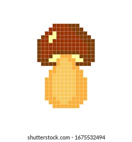 Mushroom on a white background. Pixel art. Illustration for games and applications. Vector illustration.