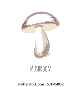 Mushroom on a white background. Watercolor and pen imitation