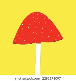 mushroom on a yellow background, vector illustration, flat design