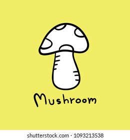 Mushroom on yellow background,Hand drawn,Vector,Illustrations.