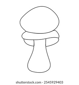 Mushroom in one continuous line drawing. Nature food in simple linear style. Edible autumn harvest in editable stroke. Doodle oneline vector illustration