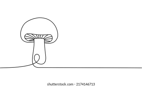 Mushroom one line continuous drawing. Mushroom continuous one line illustration. Vector minimalist linear illustration