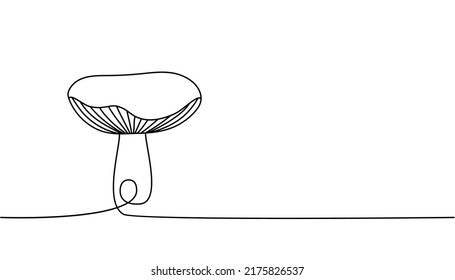 Mushroom one line continuous drawing. Mushroom continuous one line illustration. Vector minimalist linear illustration