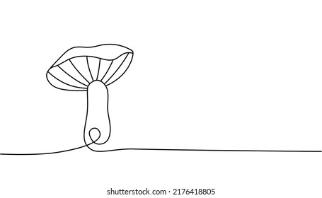 Mushroom One Line Continuous Drawing Mushroom Stock Vector (Royalty ...