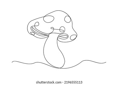 Mushroom one line continuous drawing.