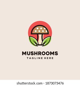 Mushroom organic farm logo graphic. Design element, icon, emblem and badge isolated on white background