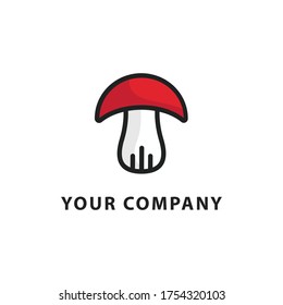 mushroom organic logo. Vector design emblem of mushroom farm. Design elements, icons, emblems and badges isolated on a white background