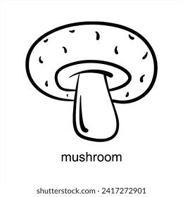 Mushroom Outline Design - For Coloring Pages Vector Illustration 