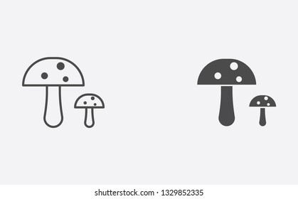 Mushroom outline and filled vector icon sign symbol