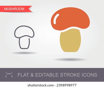 Setas. Icono de contorno con trazo modificable. Símbolo lineal del alimento con sombra e icono plano