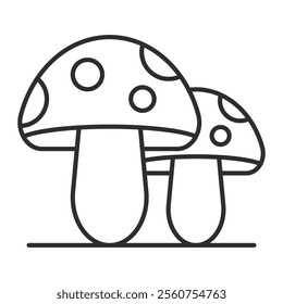Mushroom outline icon, editable vector illustration and transparent graphic element. Isolated on white background