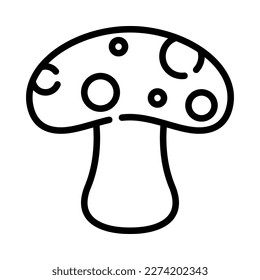 Mushroom outline icon. Forest wild mushrooms types. Vector Illustration.