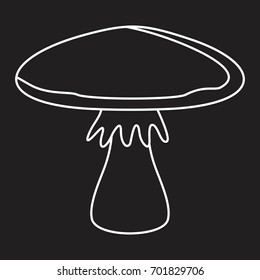 Mushroom outline icon vector illustration for design and web isolated on black background. Mushroom vector object for labels logos and advertising