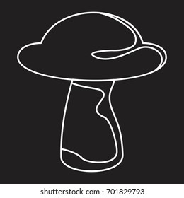 Mushroom outline icon vector illustration for design and web isolated on black background. Mushroom vector object for labels logos and advertising